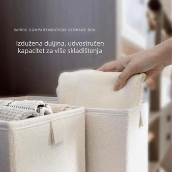 Sklopiva košarica za kućnu upotrebu, pamut-len materijal, 3,3 L, 33×10×10 cm, za čarape i donje rublje