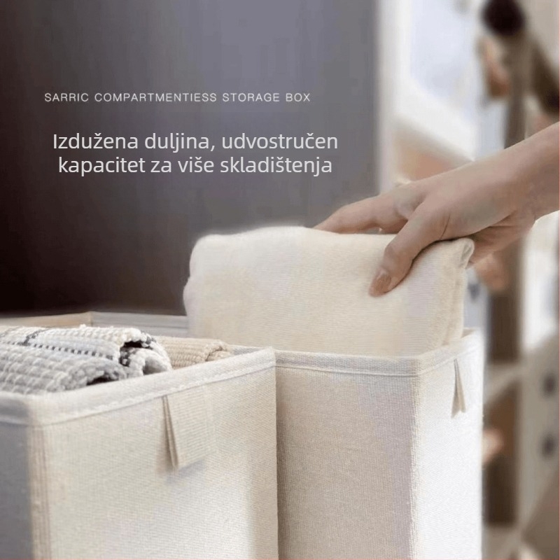 Sklopiva košarica za kućnu upotrebu, pamut-len materijal, 3,3 L, 33×10×10 cm, za čarape i donje rublje