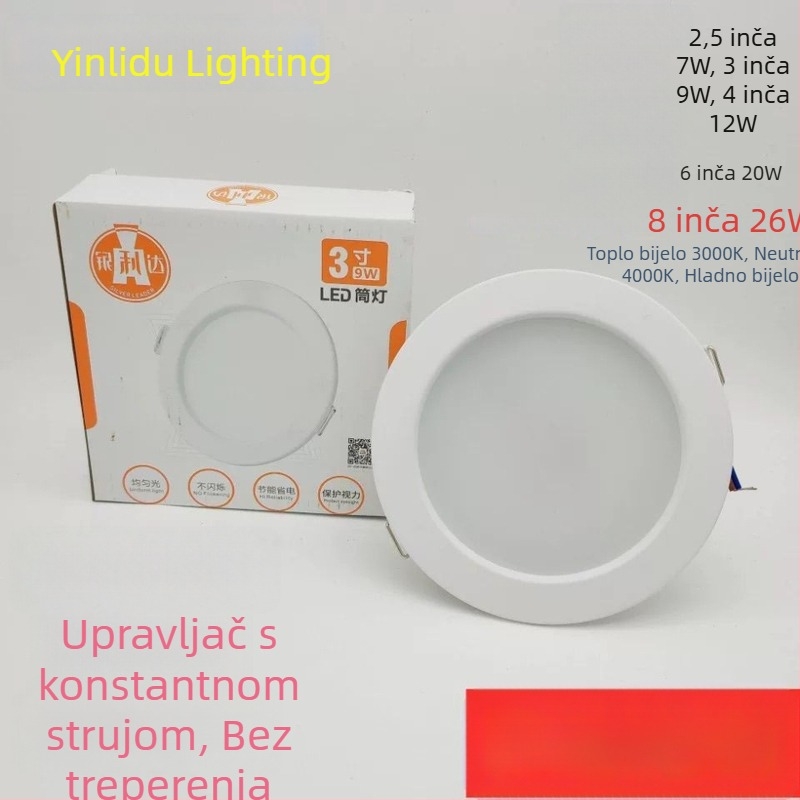 Yinlida LED downlight 2,5/3/4 inča, panelno svjetlo za dom, dnevni boravak, trgovine, hoteli i frizerski saloni