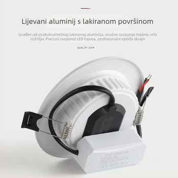 LED ugrađeni downlight za strop, 2,5–4 inča, crno-bijeli odljev, protiv odsjaja i magljenja
