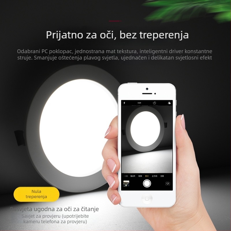 LED ugrađeni downlight za strop, 2,5–4 inča, crno-bijeli odljev, protiv odsjaja i magljenja