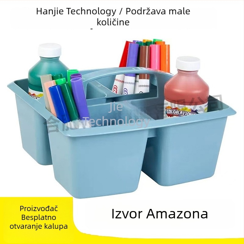 Kutija alata za rano obrazovanje s košarom za crtanje, 4 odjeljka, Go-Kart Boho stil, 6-dijelni paket za organizaciju učionice, prijenosna košara za pohranu
