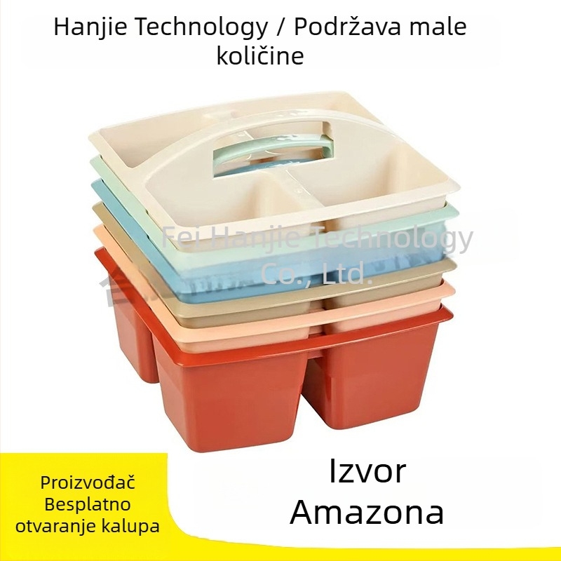 Kutija alata za rano obrazovanje s košarom za crtanje, 4 odjeljka, Go-Kart Boho stil, 6-dijelni paket za organizaciju učionice, prijenosna košara za pohranu