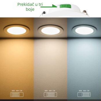 Uogradna LED downlight, 75 mm, 7W, neprekidno promjenjiva svjetlost, topla bijela 3000K