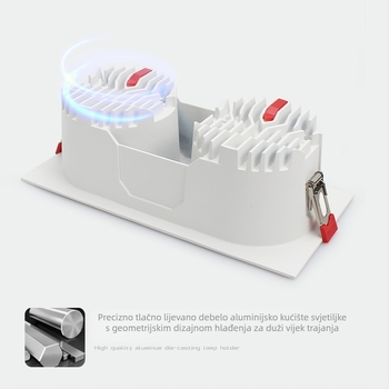 LED s dvije glave, anti-refleksijom, skriveni downlight, s niskom plavom svjetlošću Ra95, ugrađeni pravokutni COB spot za dnevni boravak