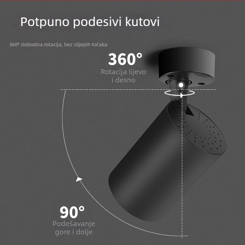 Stropno LED spot svjetlo na tračnici s podesivim kutem, za dnevni boravak i izložbene prostore