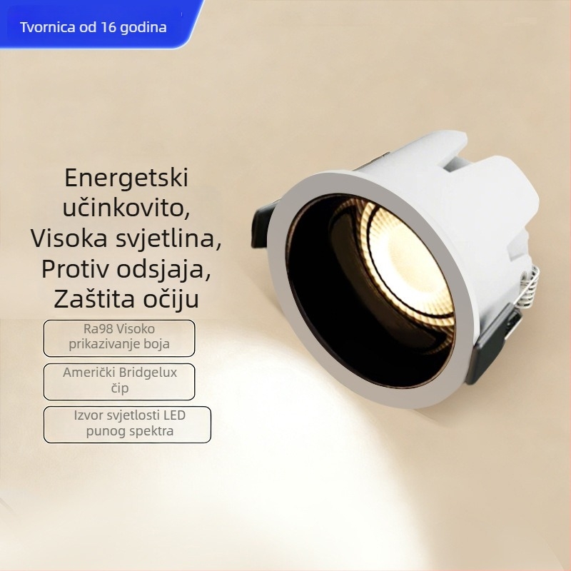 UGRAĐENI LED downlight s punim spektrom za kućnu upotrebu, zaštita očiju, štednja energije, anti-glare, pametan, bez glavne svjetiljke, pogodna za dnevni boravak i hodnik