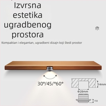 Ugradbeni LED reflektor niskonaponski DC12/24V s prilagodljivim kutovima za hodnike i dnevne sobe