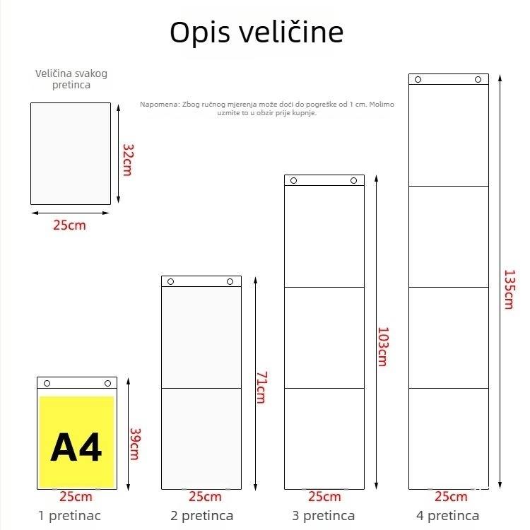 Prozirna viseća torba za izlaganje dječjih crteža, A4