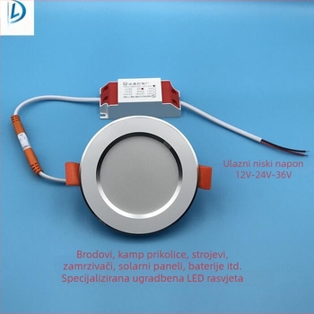 AC/DC 12V-24V integrirani LED downlight, niskonaponski, za marine i kamp-kuće (RV), ugrađeni LED svjetlo u otvor, ultra jarko