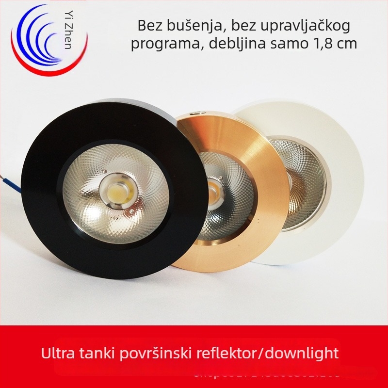LED COB Mini spot za ormariće, ultra-tanki stropni downlight, površinska montaža, 3W