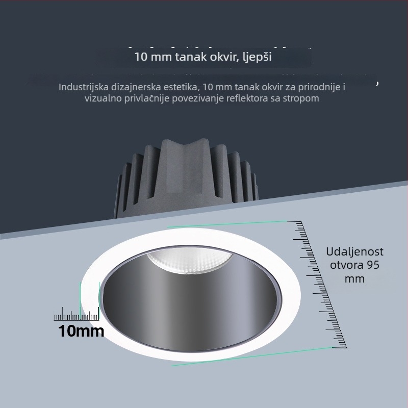 Ugradno LED svjetlo s anti-sjajem, za komercijalne hodnike, 12W/20W, trobojna regulacija boja, aluminijsko kućište