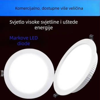 LED ugrađeni downlight, crna, 6000K bijela, aluminijsko kućište, skrivena montaža, energijska ušteda, 11–15W