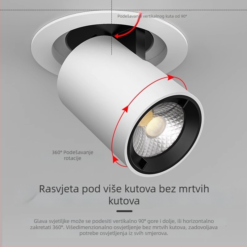 Ugrađeni reflektor, lampica s nosom slona, svjetiljka za nakit, Bulls Eye svjetiljka, LED svjetlo s kompletnim spektrom, podesivi proširivi kut