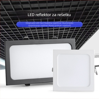 LED mrežno svjetlo za plafon, ugrađeno, crna kvadratna dvostruka glava downlight, otvor mreže 15x15 cm, kućište 10x20 cm