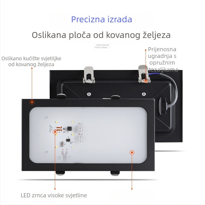 LED mrežno svjetlo za plafon, ugrađeno, crna kvadratna dvostruka glava downlight, otvor mreže 15x15 cm, kućište 10x20 cm