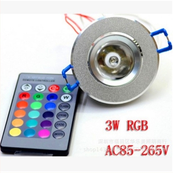 LED 3W RGB stropno svjetlo s daljinskim upravljanjem, šareni spot svjetlo, downlight i zidno svjetlo, aluminijsko kućište, kut zrake 140°, atmosfera KTV