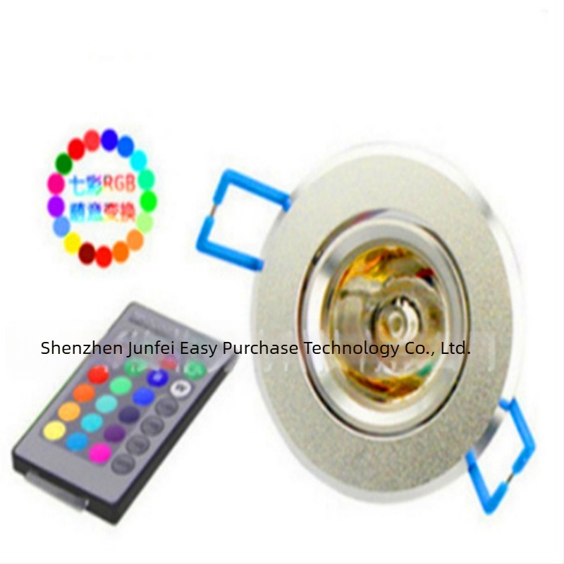 LED 3W RGB stropno svjetlo s daljinskim upravljanjem, šareni spot svjetlo, downlight i zidno svjetlo, aluminijsko kućište, kut zrake 140°, atmosfera KTV