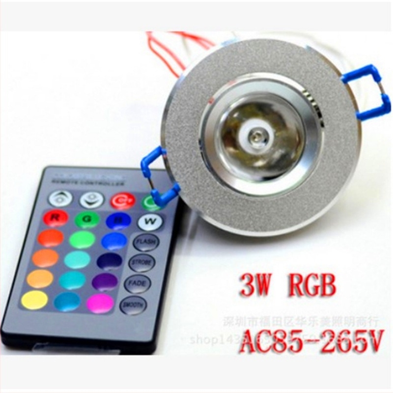 LED 3W RGB stropno svjetlo s daljinskim upravljanjem, šareni spot svjetlo, downlight i zidno svjetlo, aluminijsko kućište, kut zrake 140°, atmosfera KTV
