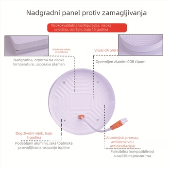 LED panel bez rama, površinski montiran, plafonska svjetiljka, kružna ili kvadratna, 6000K, visoki CRI