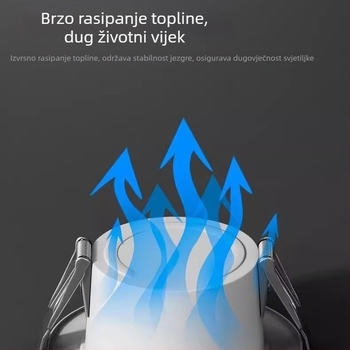 Ugradni COB LED downlight s dubokom anti-glare kupolom, izuzetno uski okvir, bez glavne svjetlosti, dnevni boravak, moderan stil