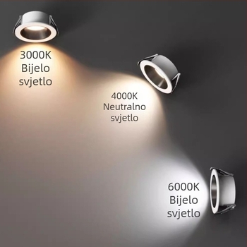 Ugradni COB LED downlight s dubokom anti-glare kupolom, izuzetno uski okvir, bez glavne svjetlosti, dnevni boravak, moderan stil