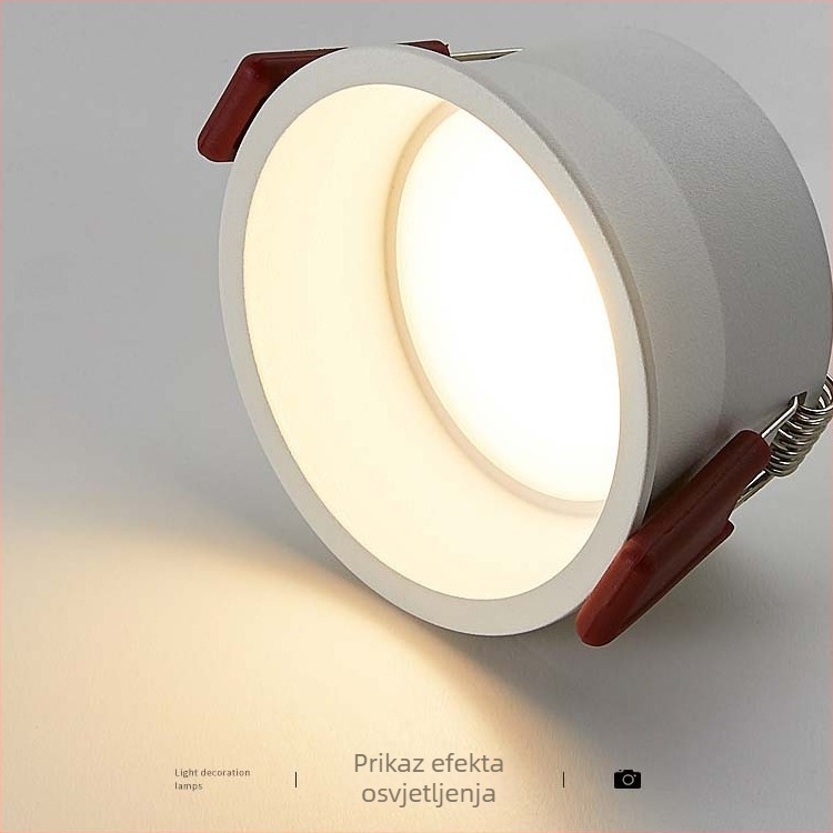 LED ugrađeni downlight s antiglare efektom, 6000K bijela, uski okvir, za dnevnu sobu, hodnik ili izložbeni prostor