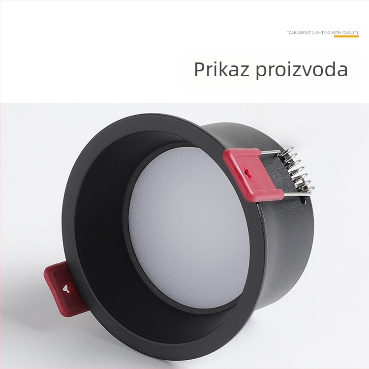 LED ugrađeni downlight s antiglare efektom, 6000K bijela, uski okvir, za dnevnu sobu, hodnik ili izložbeni prostor