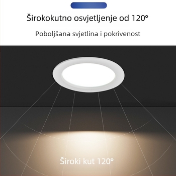 Izuzetno tanak LED stropni downlight, ugrađen, otvor 7,5 cm, pogodan za kućnu i poslovnu upotrebu, dnevni prostor spot bez središnjeg svjetla