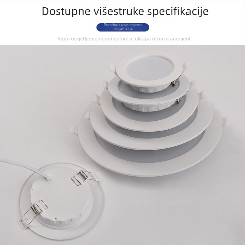 Izuzetno tanak LED stropni downlight, ugrađen, otvor 7,5 cm, pogodan za kućnu i poslovnu upotrebu, dnevni prostor spot bez središnjeg svjetla