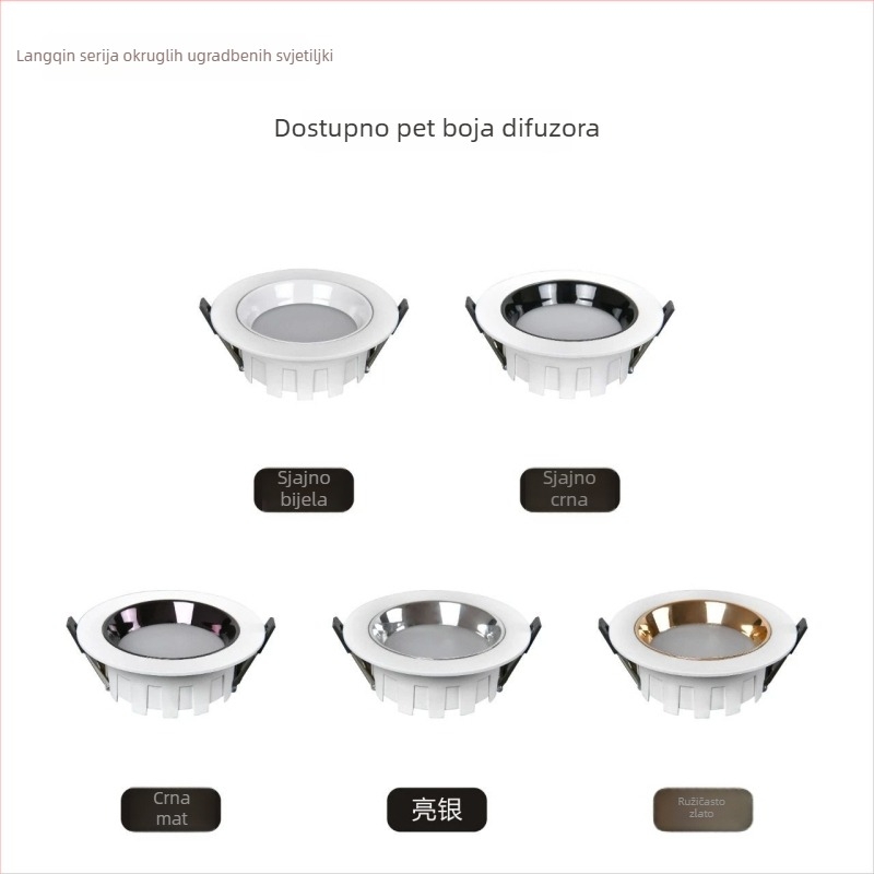 LED ugrađeni downlight širokog ruba za dnevni boravak, moderni minimalistički dizajn