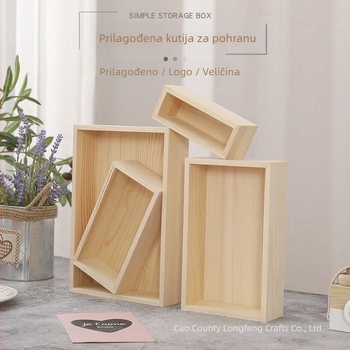 Moderna jednostavna drvena kutija za stolnu pohranu, kvadratnog/pravokutnog oblika, bez poklopca, kutija za svadbene bombone