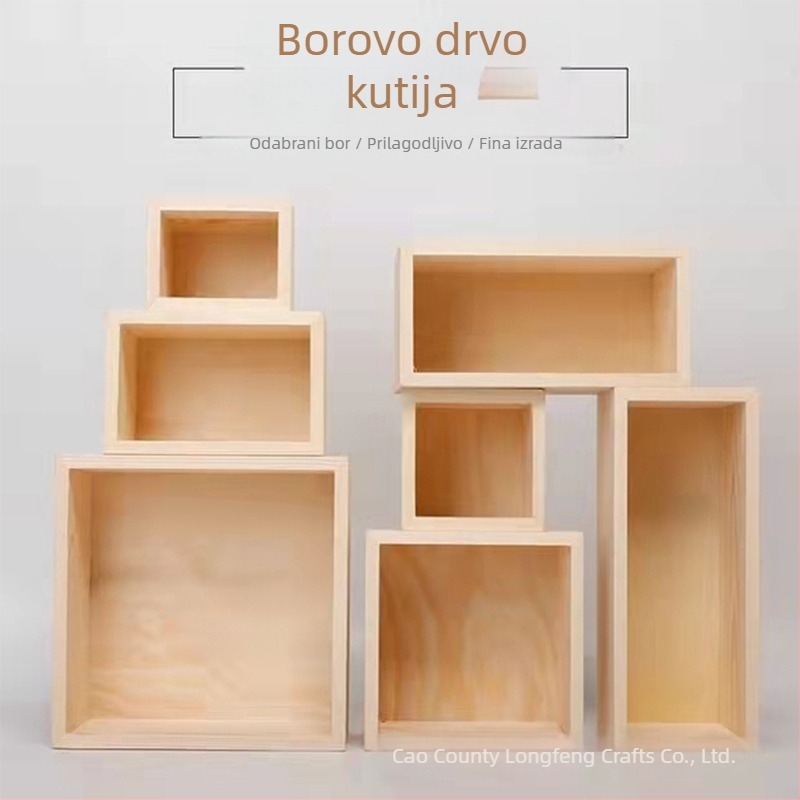 Moderna jednostavna drvena kutija za stolnu pohranu, kvadratnog/pravokutnog oblika, bez poklopca, kutija za svadbene bombone