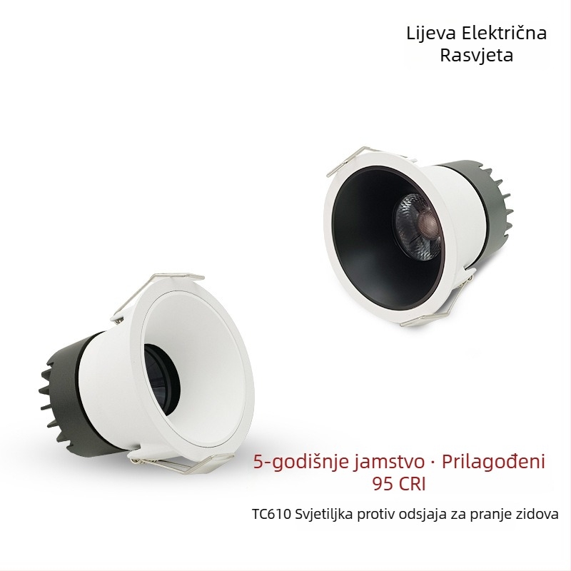 Ugradni COB spot svjetlo s anti-glare, uski rub, podesiv kut, stropno osvjetljenje za dnevni boravak