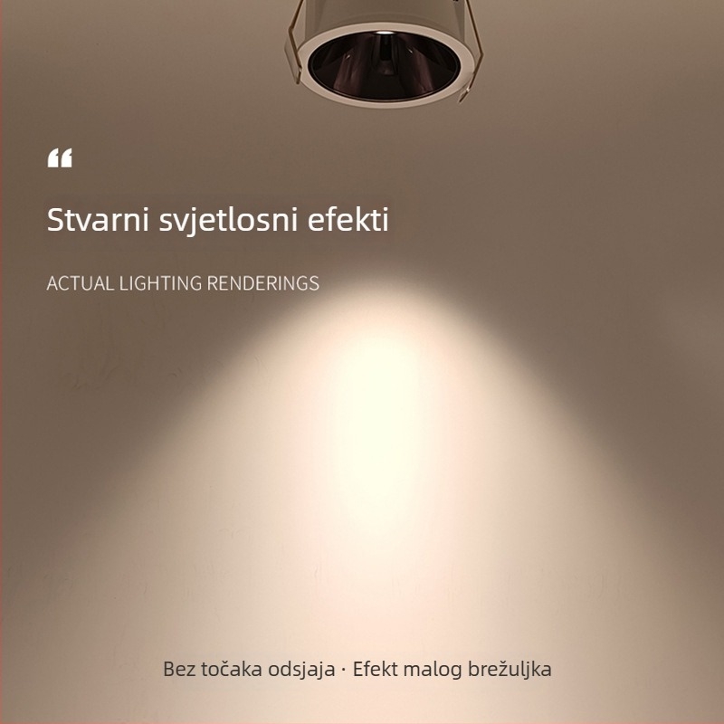 Ugradni COB spot svjetlo s anti-glare, uski rub, podesiv kut, stropno osvjetljenje za dnevni boravak