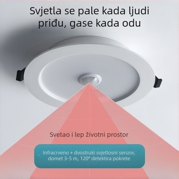 Ugrađeni LED downlight s glasovnim upravljanjem, senzorom zvuka i svjetla te infracrveni senzor pokreta za hodnike