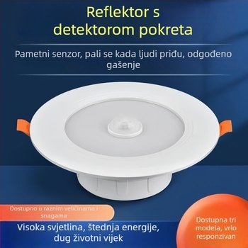 Ugrađeni LED downlight s glasovnim upravljanjem, senzorom zvuka i svjetla te infracrveni senzor pokreta za hodnike