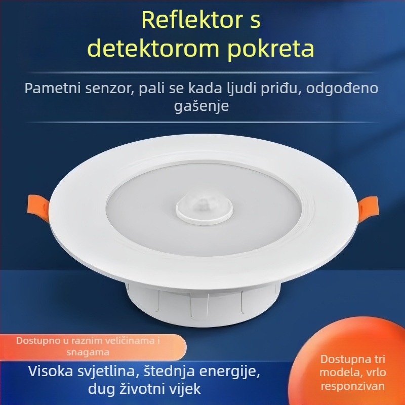 Ugrađeni LED downlight s glasovnim upravljanjem, senzorom zvuka i svjetla te infracrveni senzor pokreta za hodnike