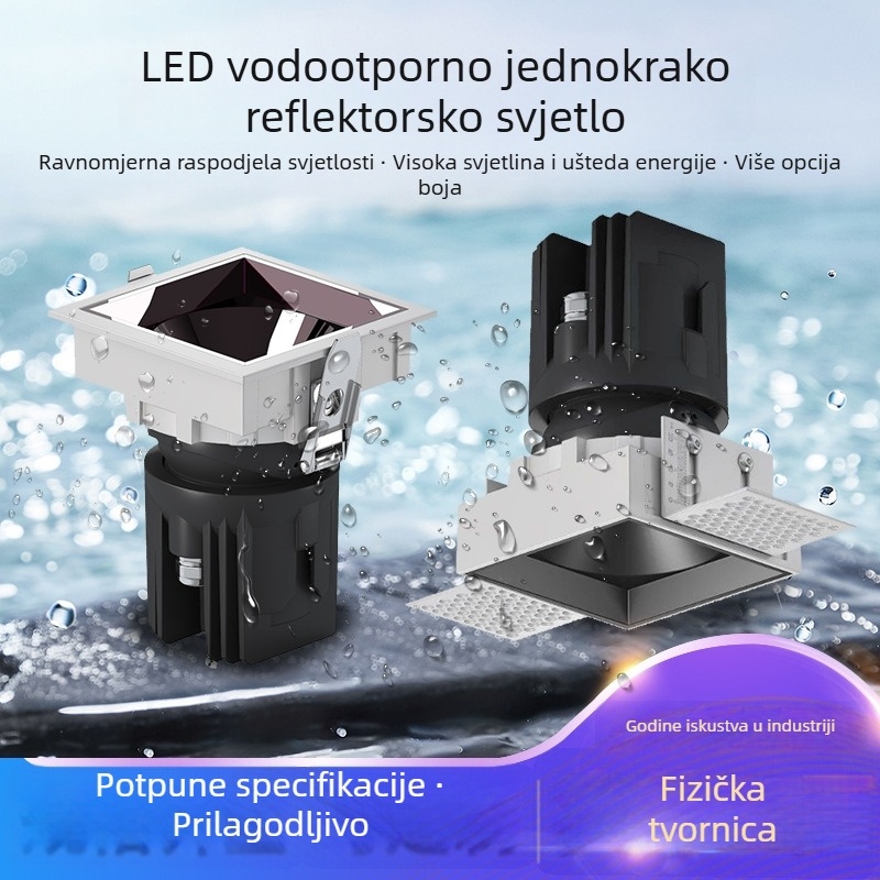 LED antiglare kvadratno ugrađeno spot svjetlo s rešetkom, COB downlight za plafon, moderan minimalistički stil