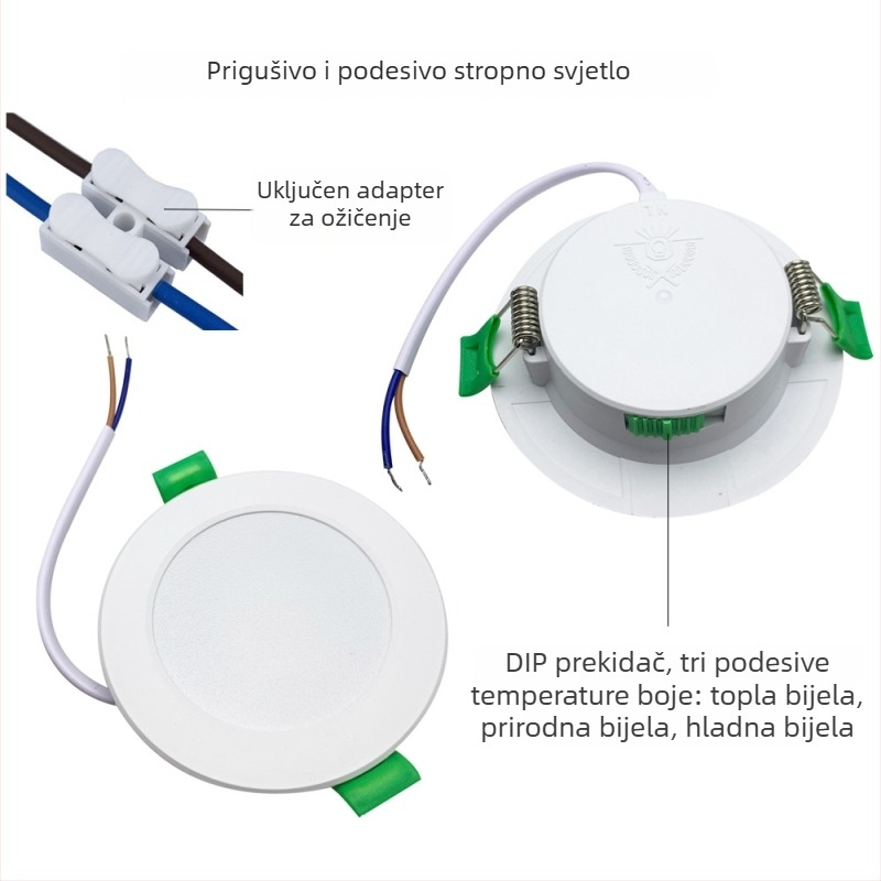 LED ugrađena stropna svjetiljka s dimerom i regulacijom boje za dnevni boravak