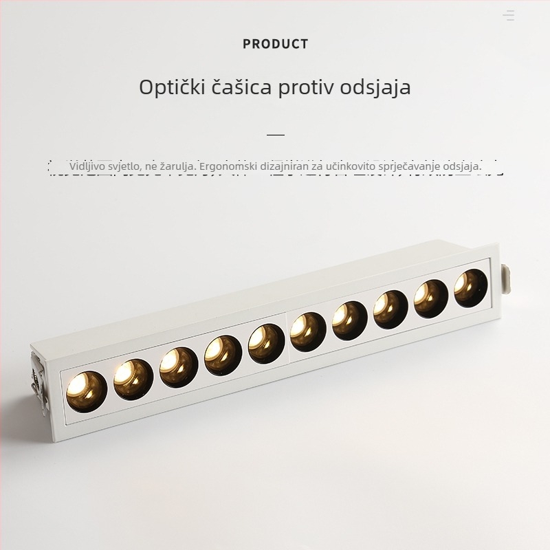 Ugrađena LED linearna svjetiljka u stilu rešetke, anti-glare petočlani spot svjetla za dnevni boravak i hodnik