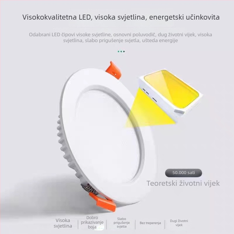 LED downlight izuzetno debeli, 2,5 inča, 3W/5W/7W, integrirano visokokvalitetno svjetlo za zid i strop, reflektor protiv magle