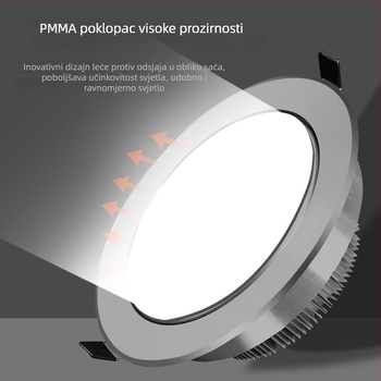 LED ugrađeni stropni spot osvjetljenje, aluminijsko kućište, CRI ≥90, 3000K/6000K, snaga 5/7/12/15/18W
