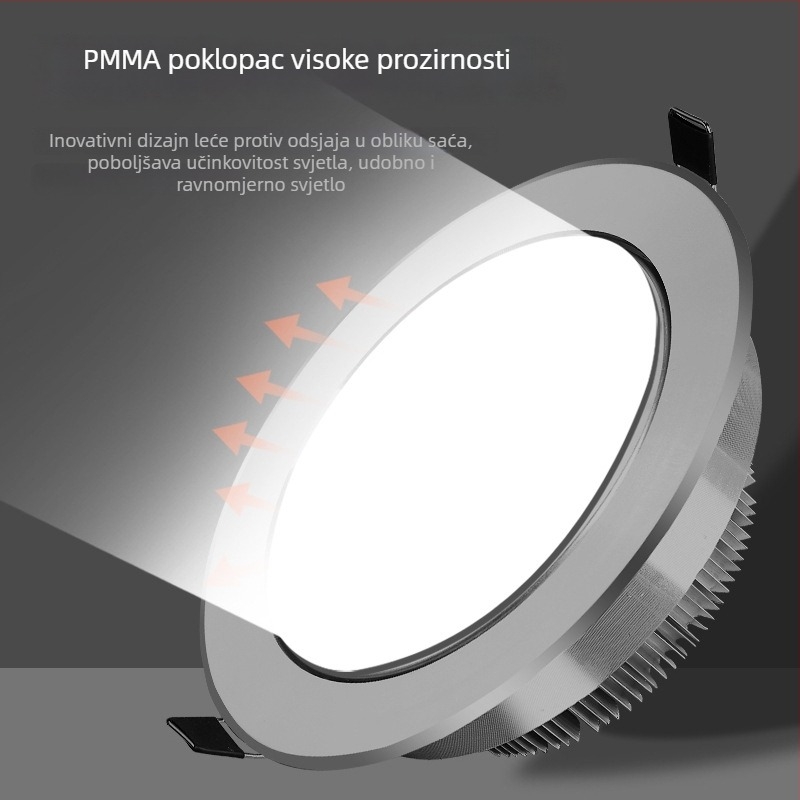 LED ugrađeni stropni spot osvjetljenje, aluminijsko kućište, CRI ≥90, 3000K/6000K, snaga 5/7/12/15/18W
