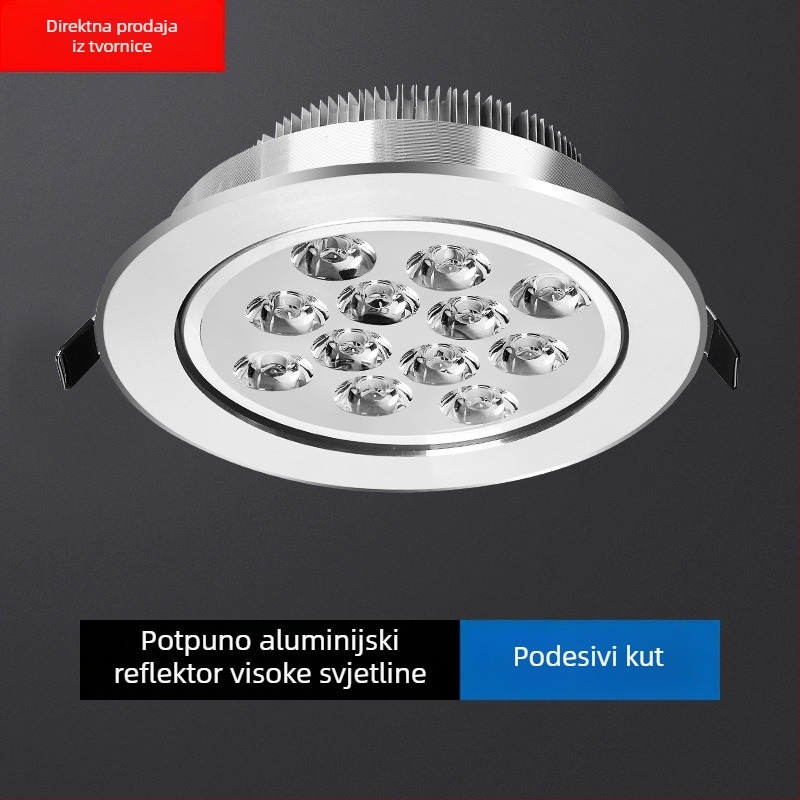 LED ugrađeni stropni spot osvjetljenje, aluminijsko kućište, CRI ≥90, 3000K/6000K, snaga 5/7/12/15/18W