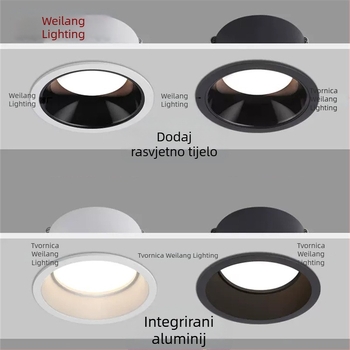 COB LED ugradni downlight za pranje zida, anti-glare, uski rub, aluminijsko kućište