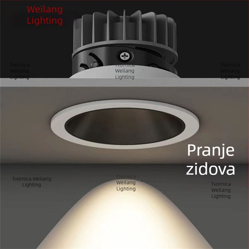 COB LED ugradni downlight za pranje zida, anti-glare, uski rub, aluminijsko kućište