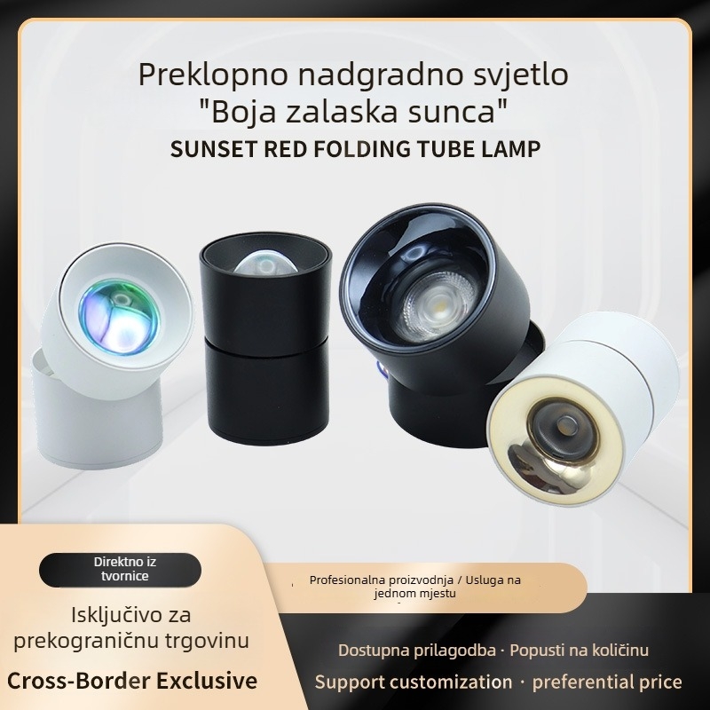 Sklopni površinski downlight za hodnik, boja zalazak sunca crvena, 6-10W, 3000K, aluminij, moderni minimalistički