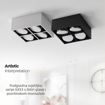 LED dnevno svjetlo – kvadratno kućište svjetla, površinsko montirano downlight, svjetlo s mrežom, 3000K topla bijela, aluminijski spoj