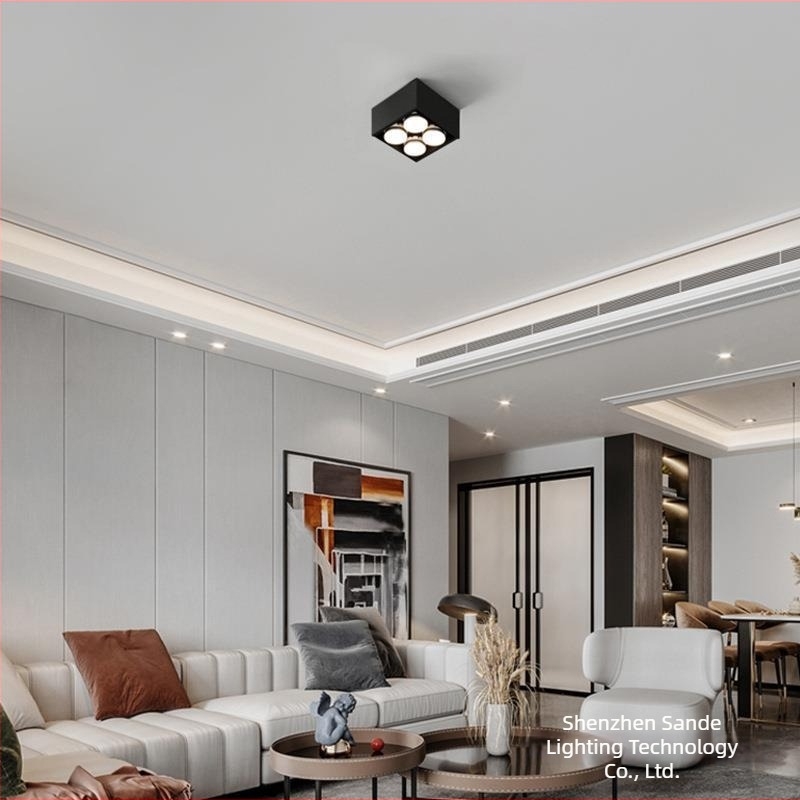LED dnevno svjetlo – kvadratno kućište svjetla, površinsko montirano downlight, svjetlo s mrežom, 3000K topla bijela, aluminijski spoj